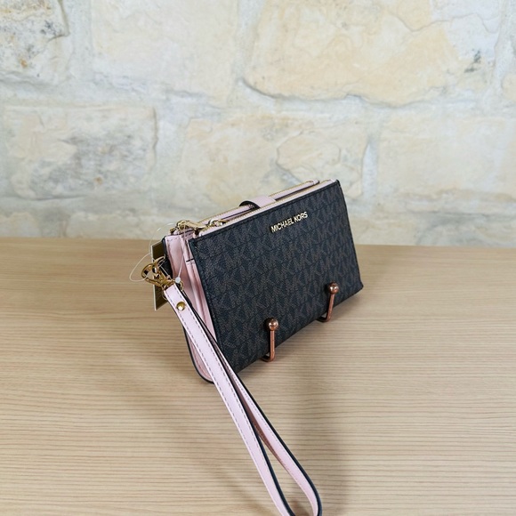 Michael Kors Jaycee signature medium backpack&wallet brown powder blush NWT - Picture 14 of 16